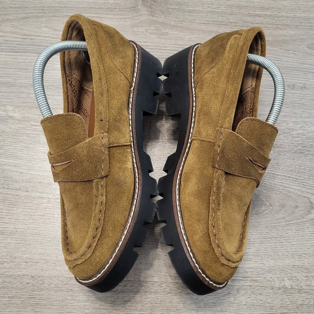 White Mountain Gunner Suede Lug Sole Penny Loafers Brown Womens 7.5 Fall Chunky